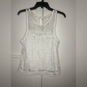 Abercrombie & Fitch White Lace Sleeveless Tank Top size M